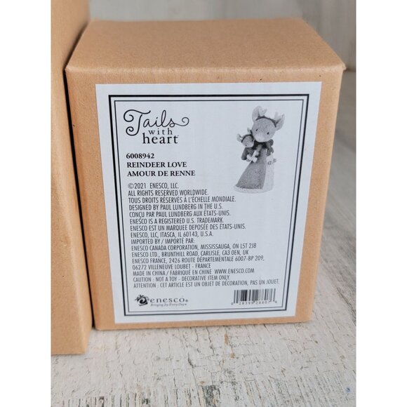 Enesco button border reindeer love mouse tails with heart ornament set Xmas - Picture 4 of 5